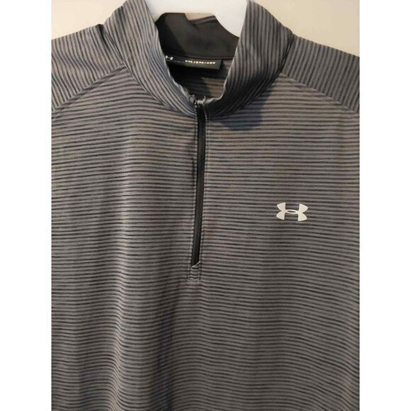 Men's Under Armour 1/4 Zip  Pullover, Gray & Black Stripe Size 2XL - Picture 2 of 6